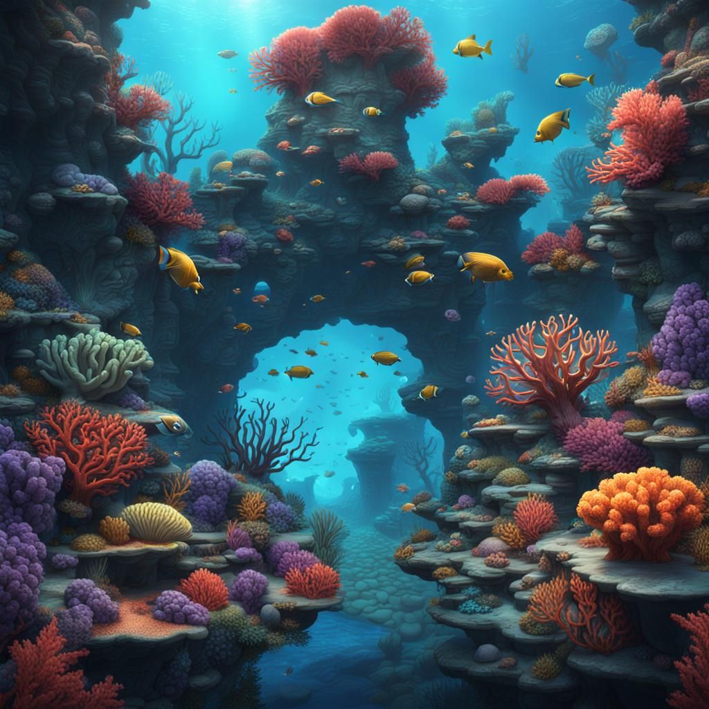 Colorful Coral Reef Fantasy Concept Art