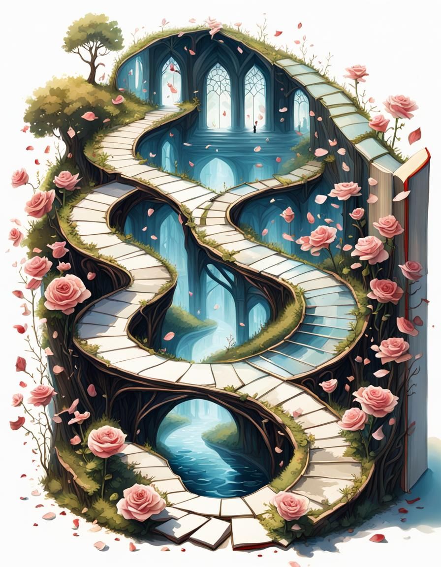 Enchanting Glass Paths Sprout from Book Illustration