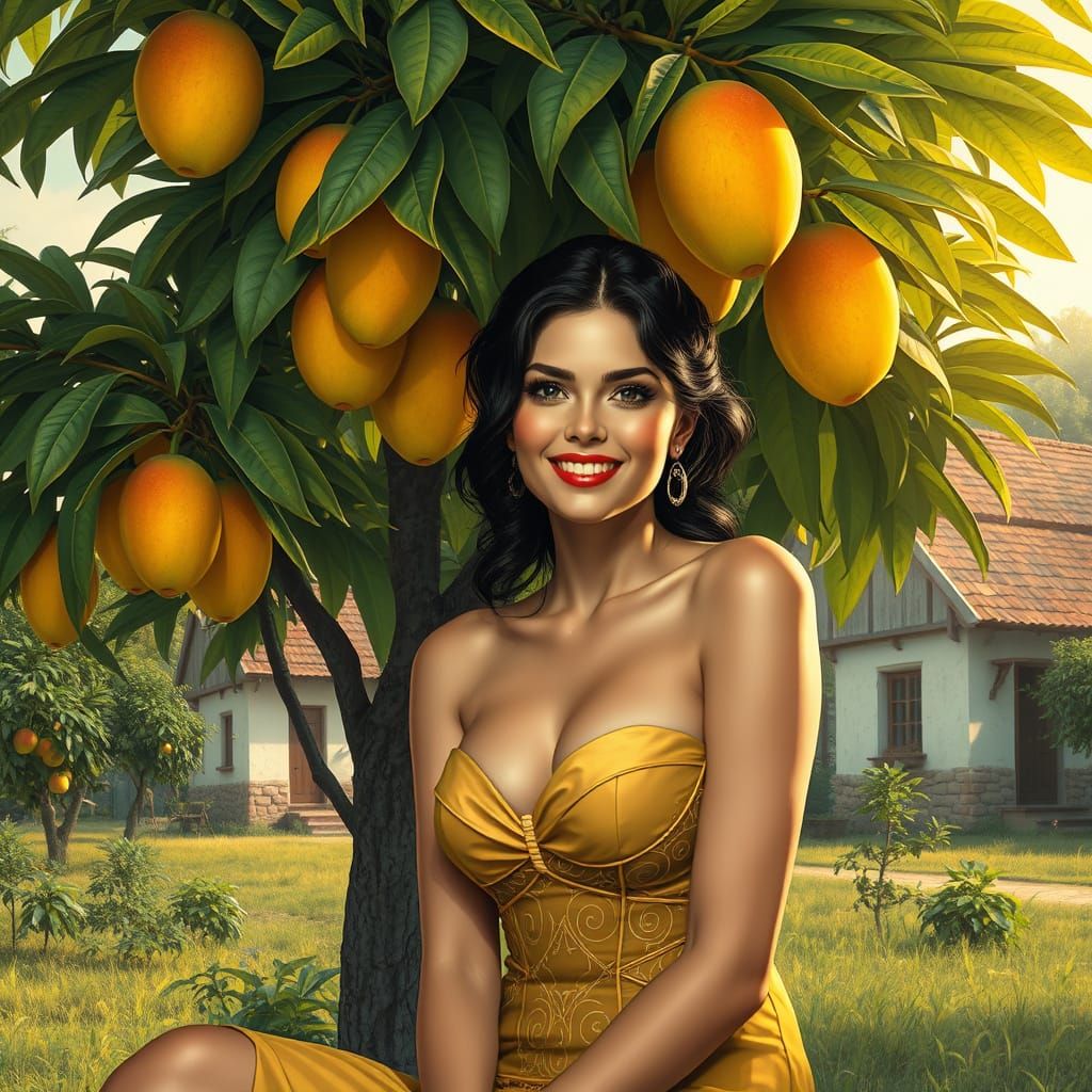 Futuristic Beauty Under Mango Canopy