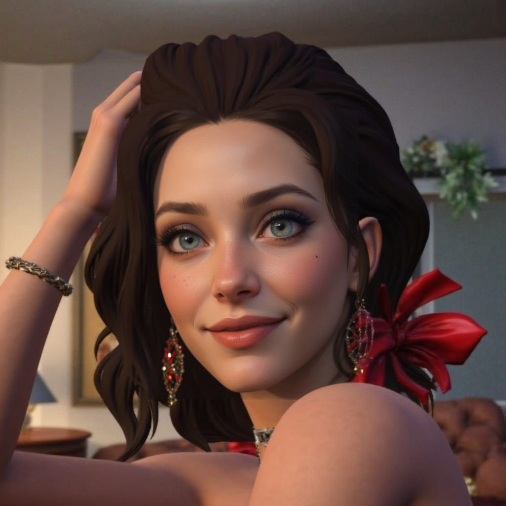 Natasha Poses for a Christmas Portrait in a Vibrant Art Nouv...