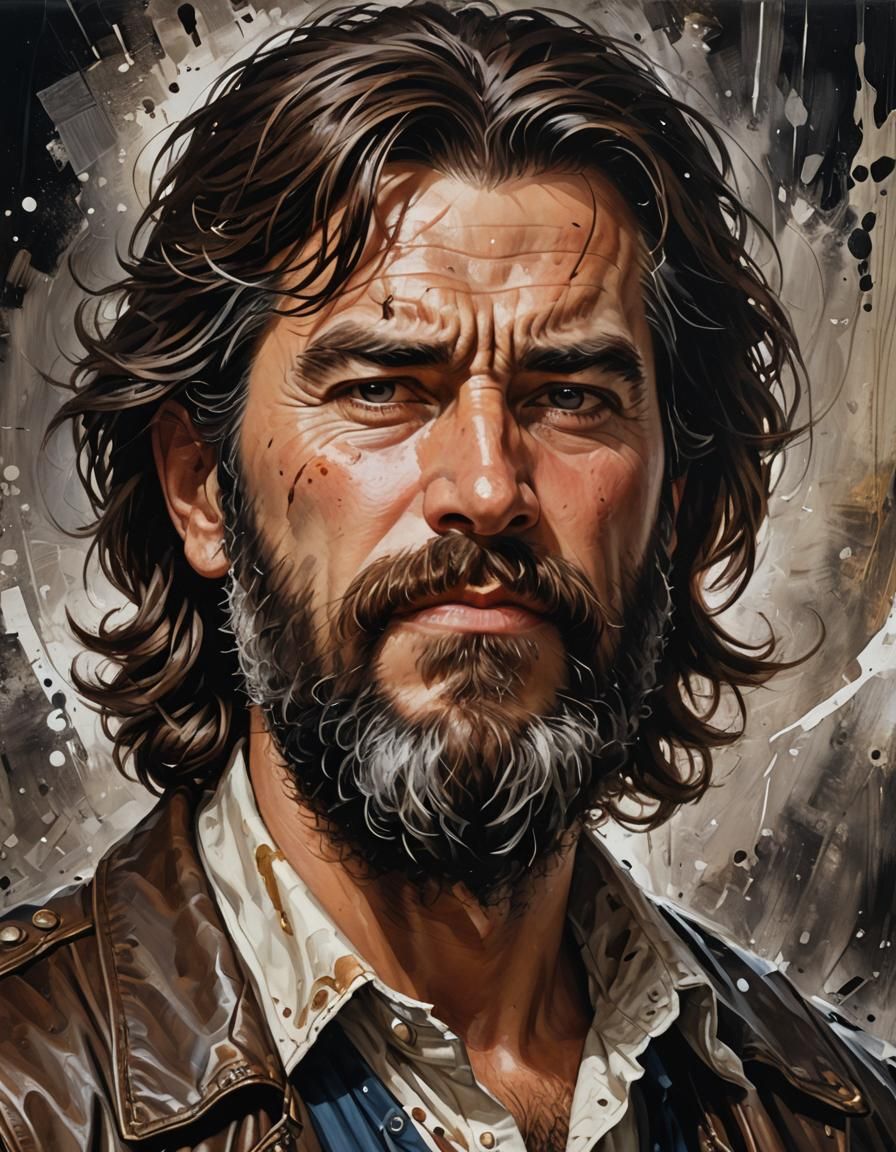Comic Book Oil Painting Portrait of Man
