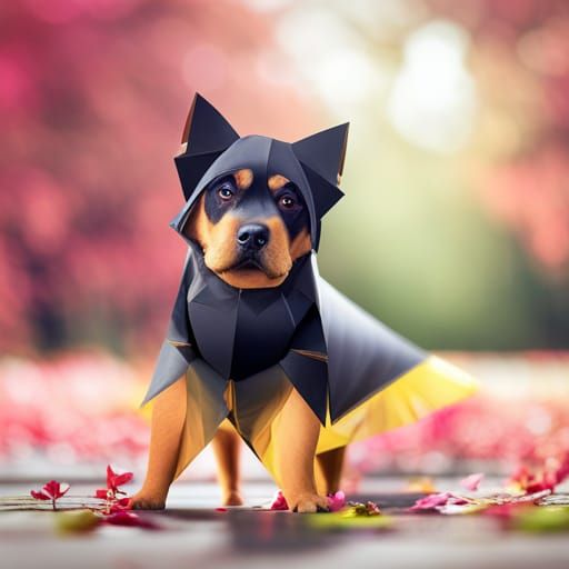 Origami Rottweiler in Tutu Papercraft