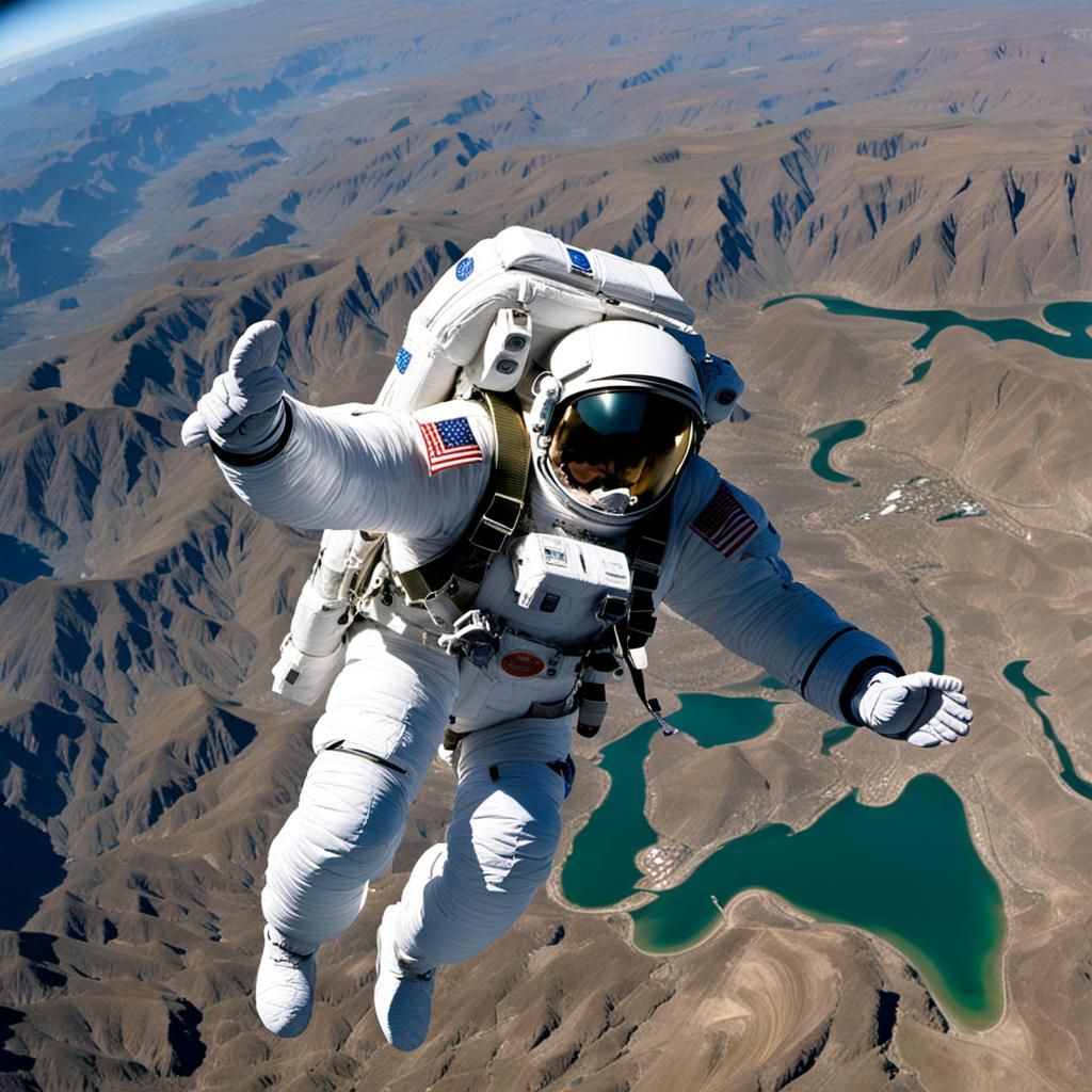 Astronaut Base Jumping in Space