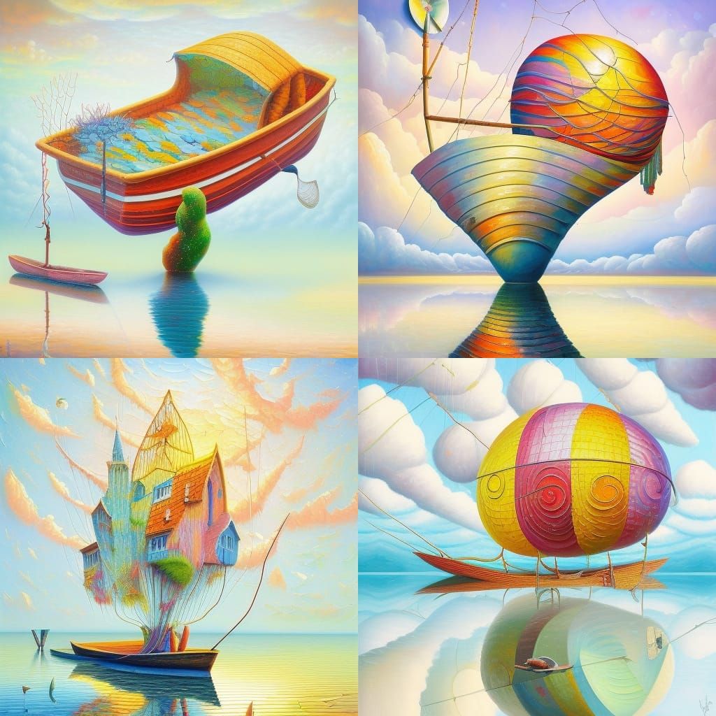 Impasto Oil Painting: Fantasy Boat Scene