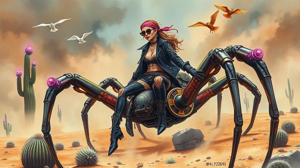 Steampunk Spider Rider in Gothic Punk Style