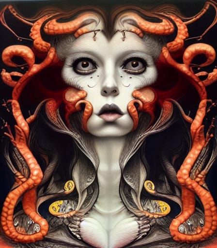 Surreal Rainbow Portrait in Lowbrow Style