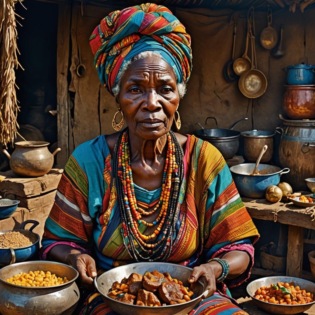 Grandma is cooking for the family