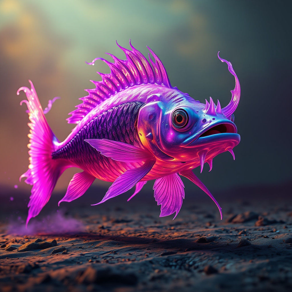 Flaming Mudskipper Walks on Land: Digital Splash Art