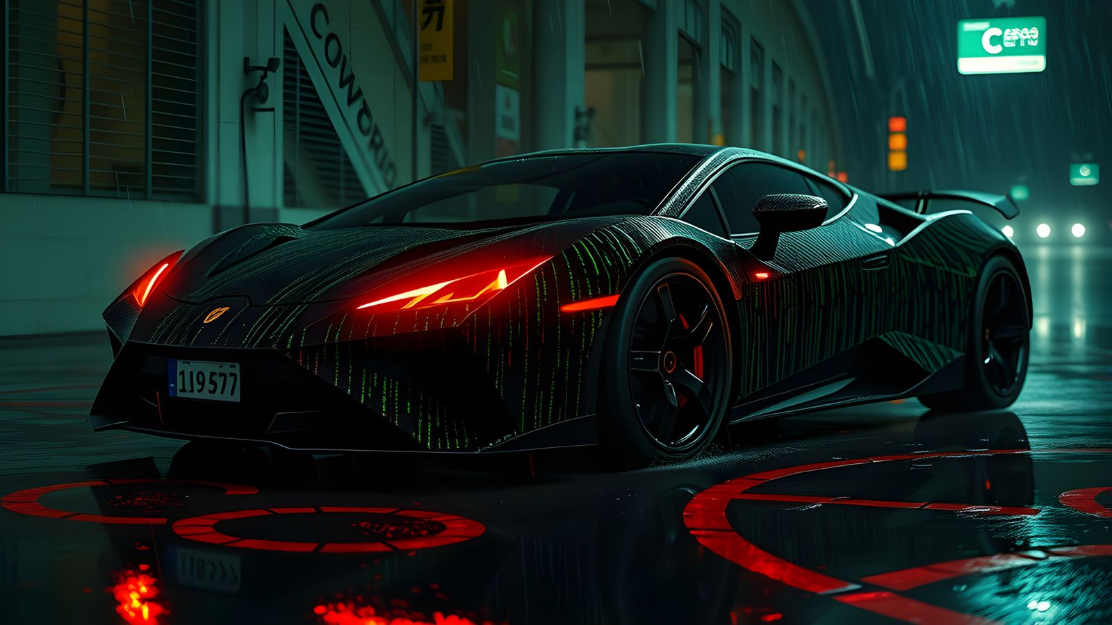 Black Carbon Fiber Supercar with Matrix Decals