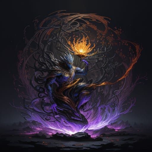 Ethereal, Luminous Amphibian in Dark Fantasy Scene