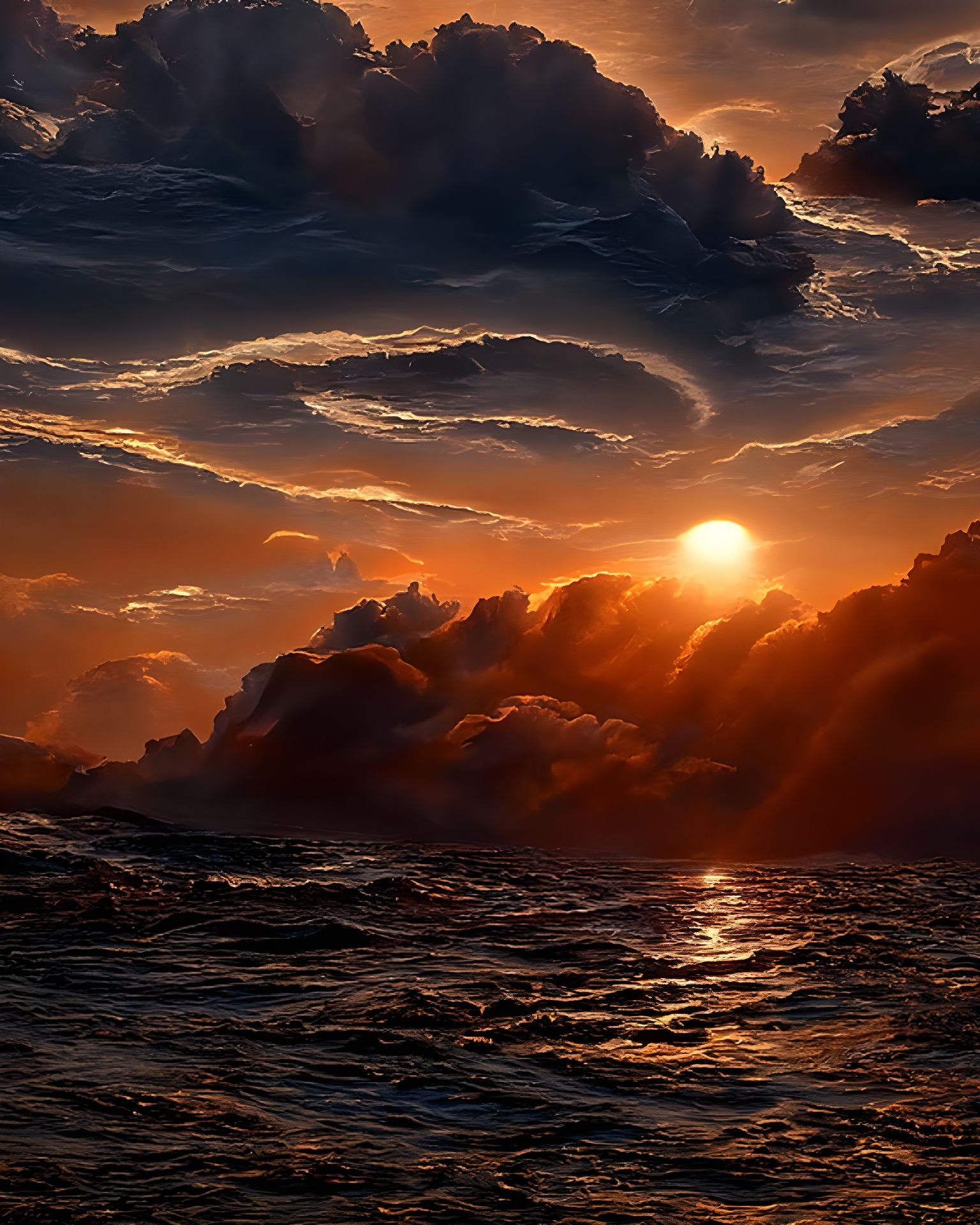 Hyperrealistic Sunset Seascape Painting