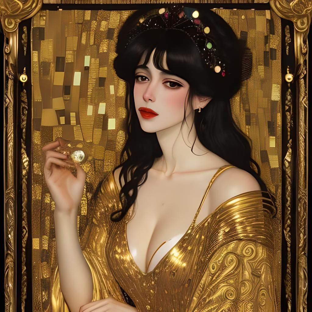 Gilded Carnal Desire in Art Nouveau Style