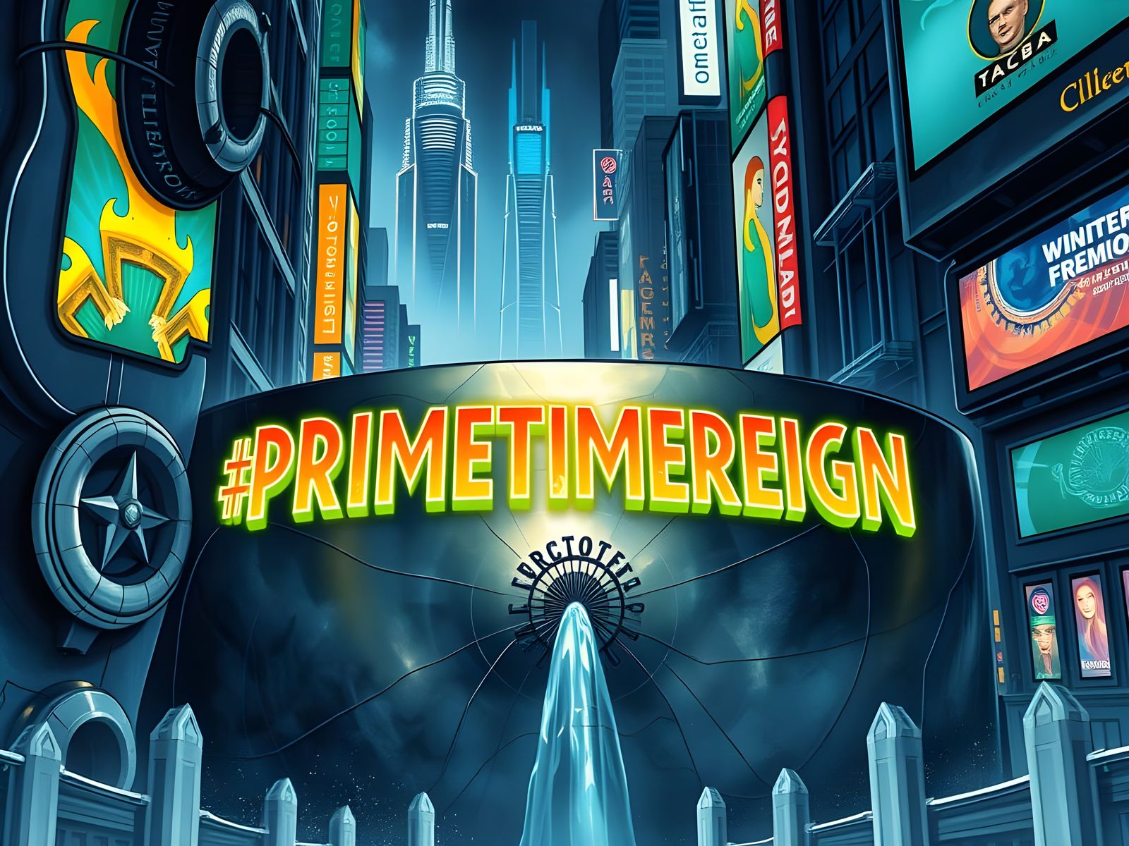 Glowing Secret Code in Futuristic Art Nouveau Scene