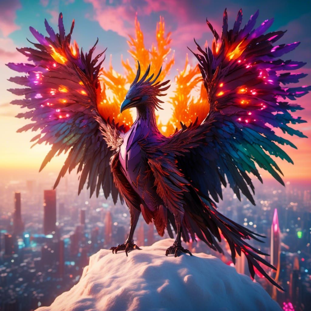Fiery Raven Monster in 3D Digital Art