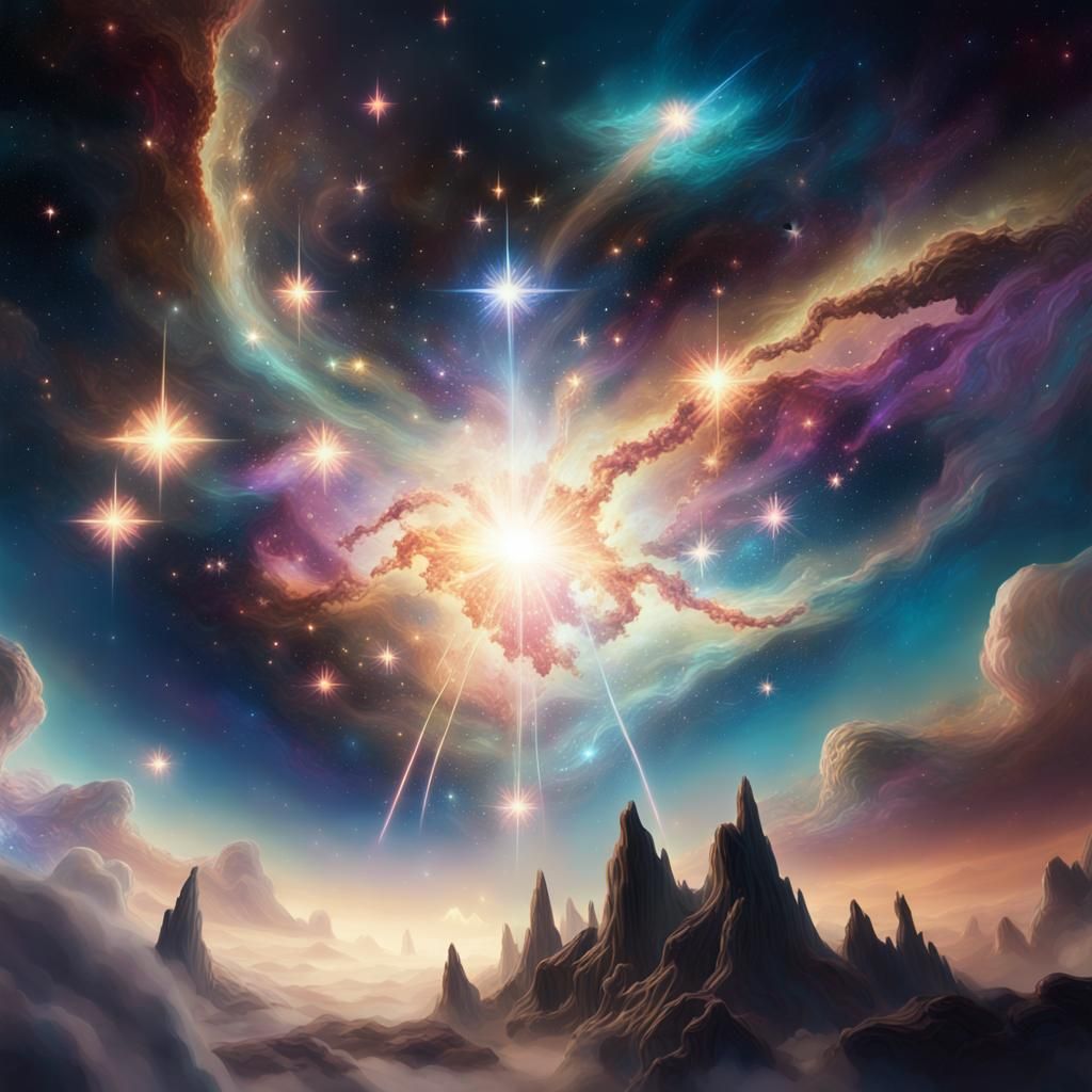 Glowing Galaxy Creates Stars in Surreal Sci-Fi Art
