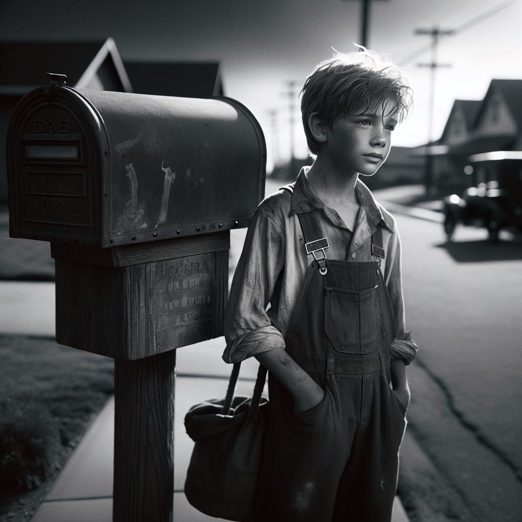 Boy and Mailbox in High Contrast Urban Decay