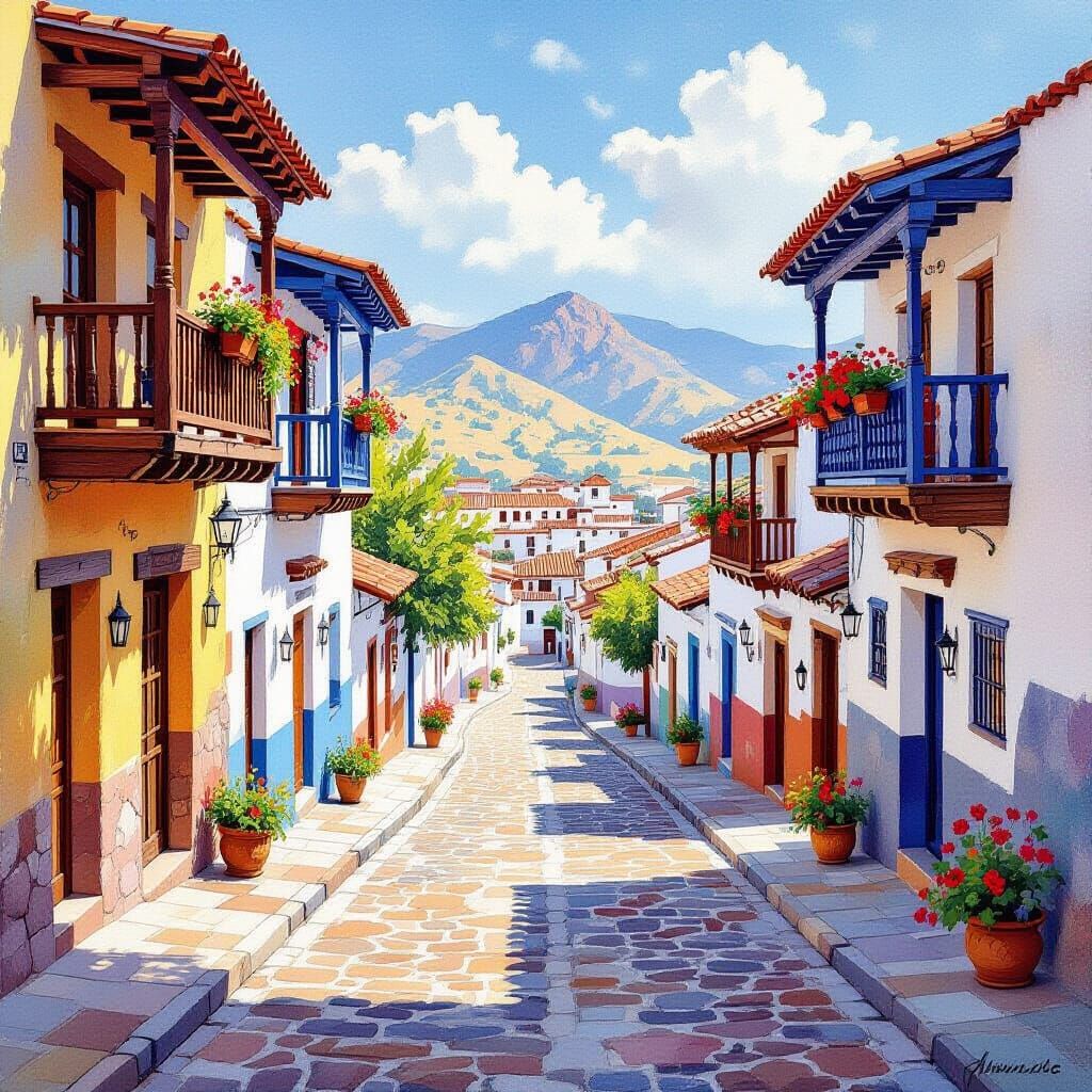 Guatapé, Colombia: A Watercolor Painting in Plein Air Style