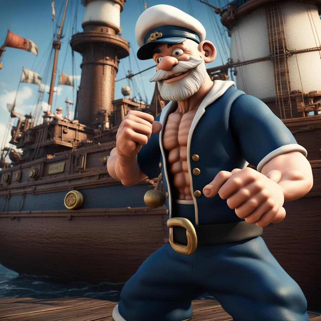 Popeye the Sailor: Dynamic 3D Render in UpaAnime Style