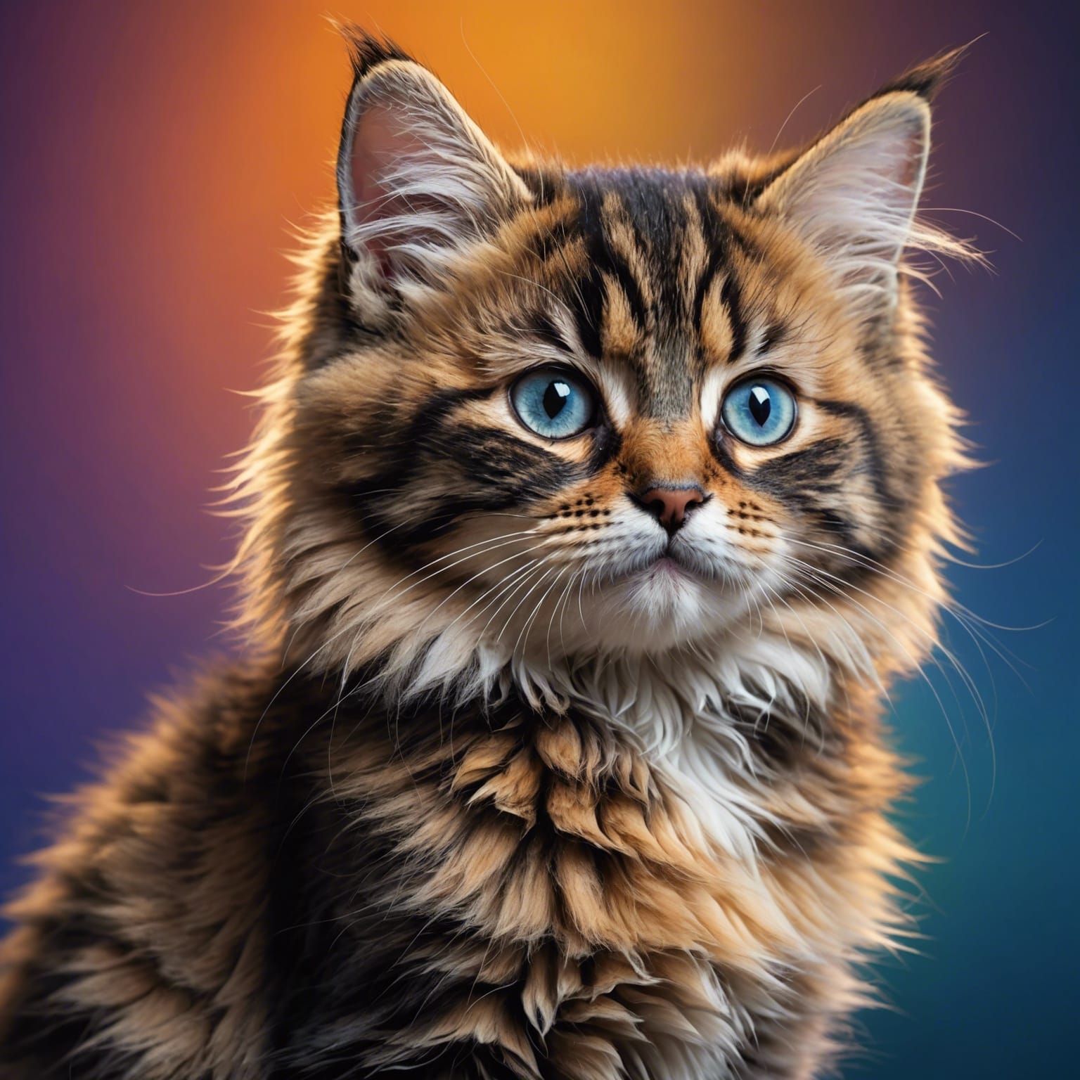 Hyperrealistic Siberian Kitten in Splash Art Style