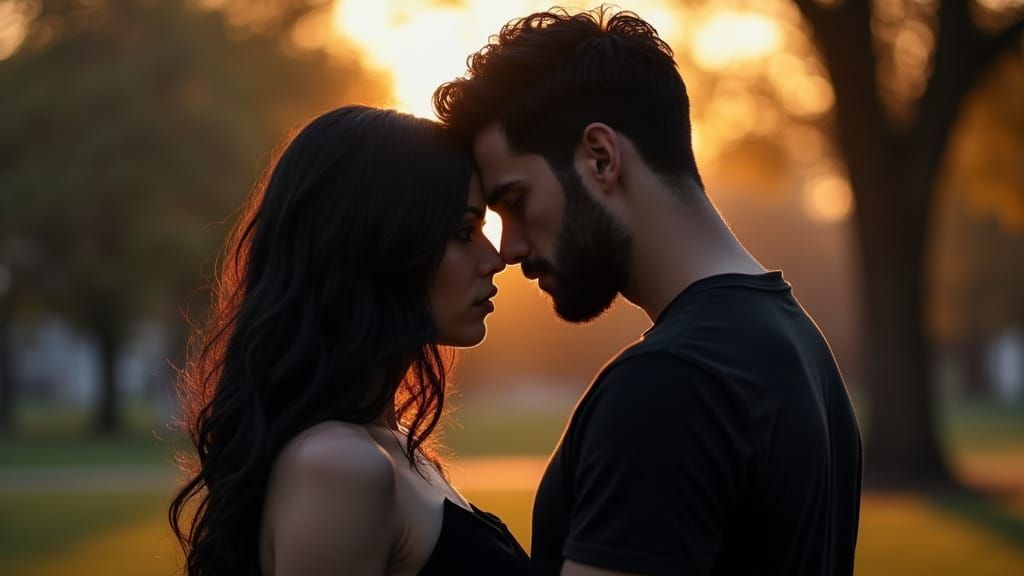 Lilith and Ezra in Moody City Park at Dusk