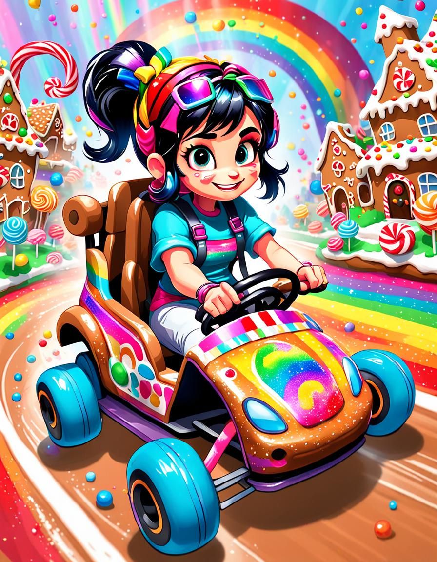 Vanellope's Candyland Adventure in Postmodern Style