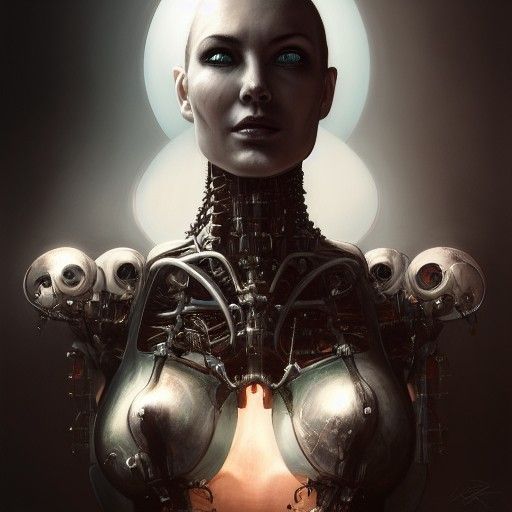 Biomechanical Cyborg Goddess in Digital Illustration