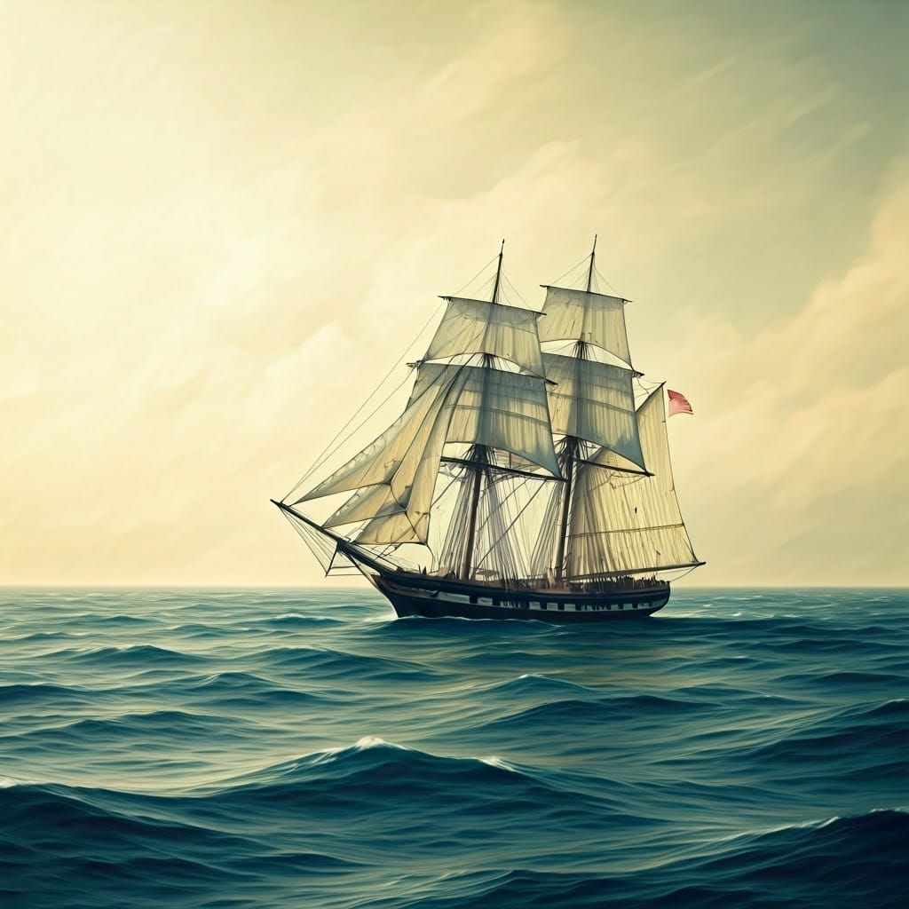 Mary Celeste: Abandoned Ship in Dramatic Seascape