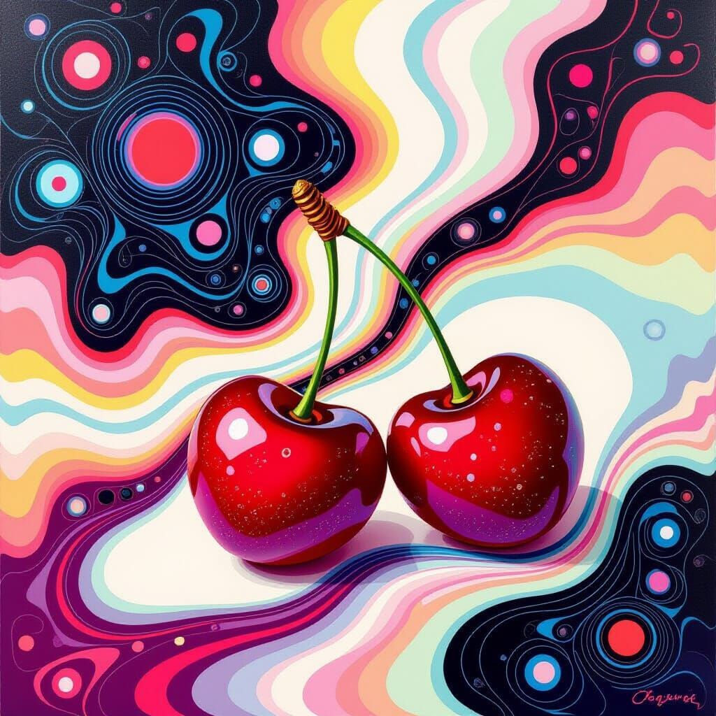 Cherries and Cream in Fractal Neon Style