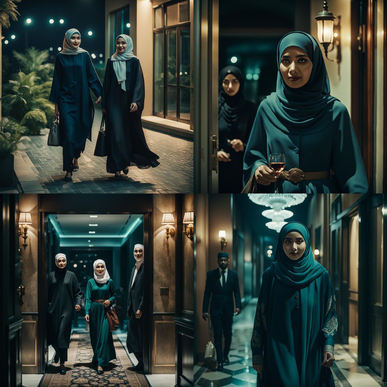 Woman in Hijab at a Private Dinner