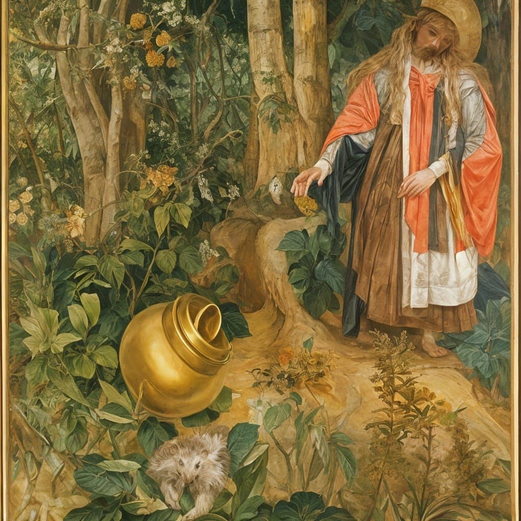 Hedgehog Rings Jungle Bell in Baroque Style