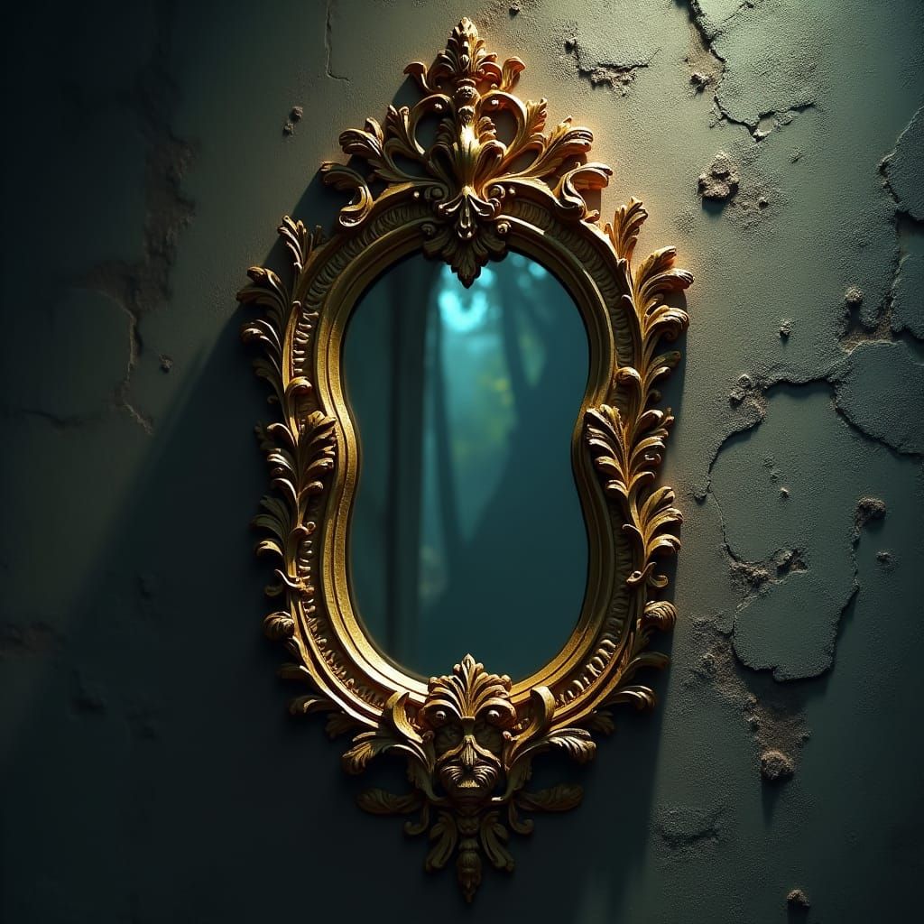 Ornate Mirror with Distorted Reflections in Unreal Engine