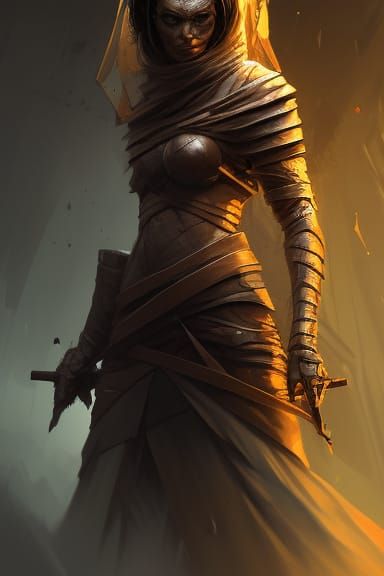 Armored Mummy Knight in Dark Fantasy Style