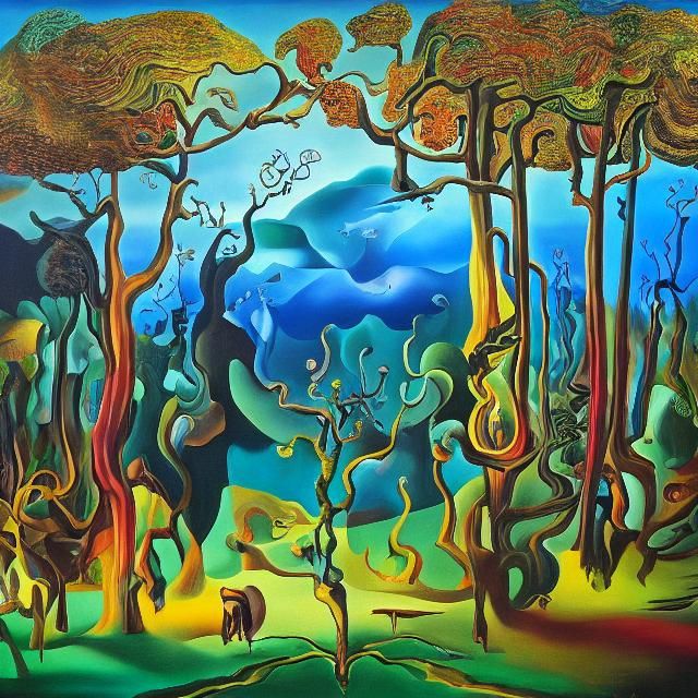 Dancing Forest in Surrealist Style