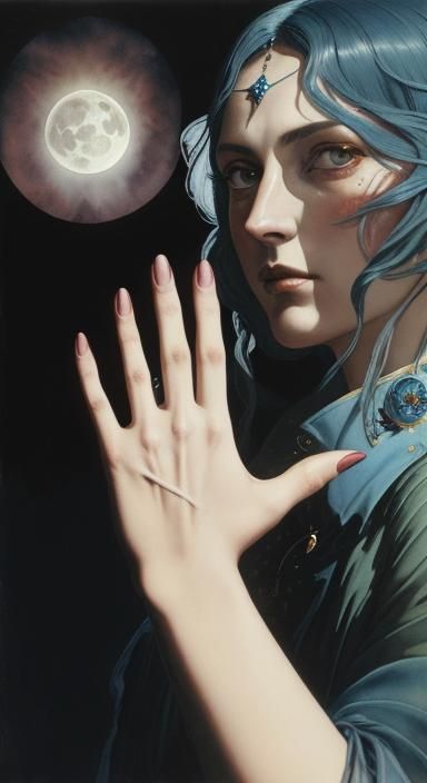 Surreal Hand with Moon and Fire: Organicpunk Photogram