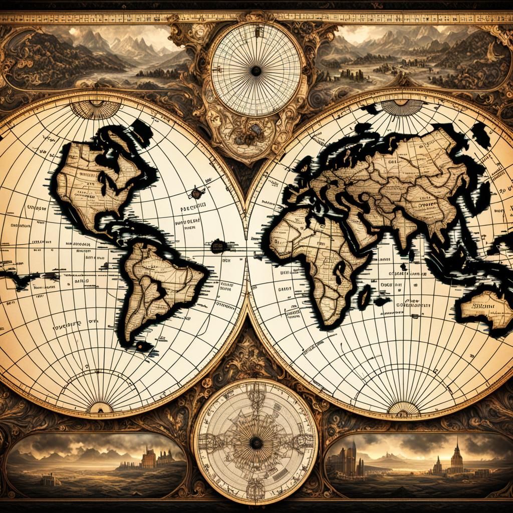 Detailed Hyperrealistic World Map in HDR