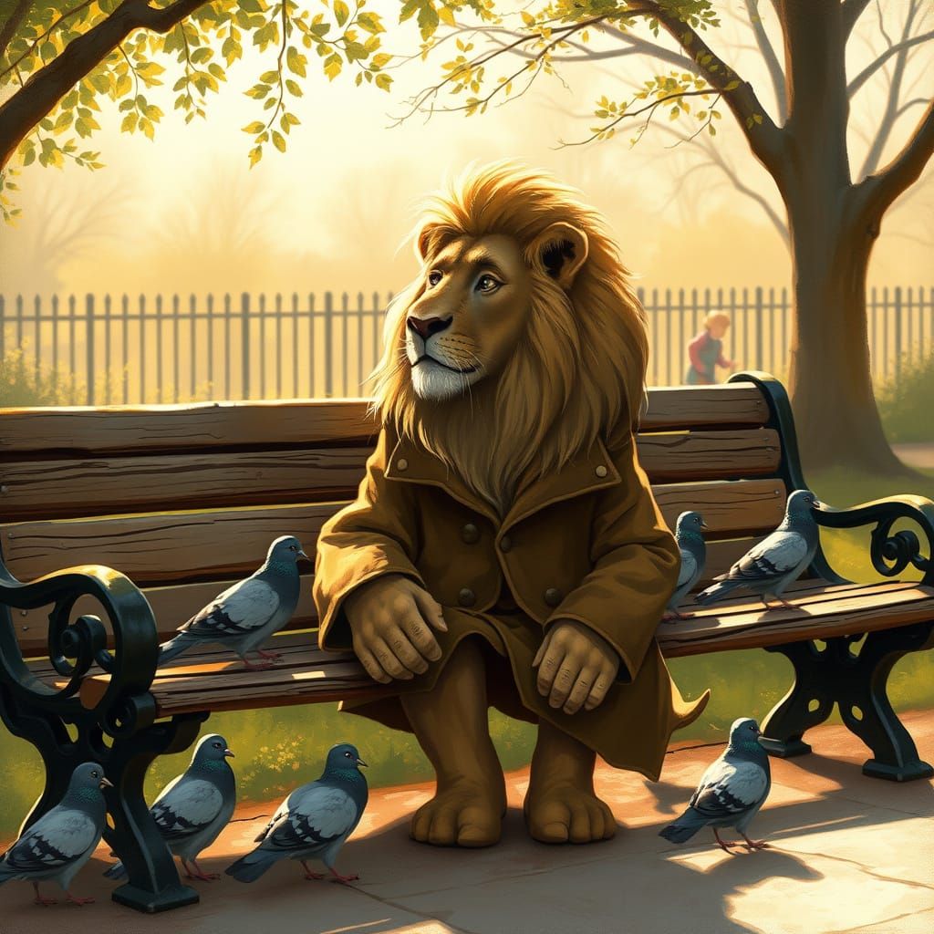 Lion Reminisces: A Children's Book Illustration