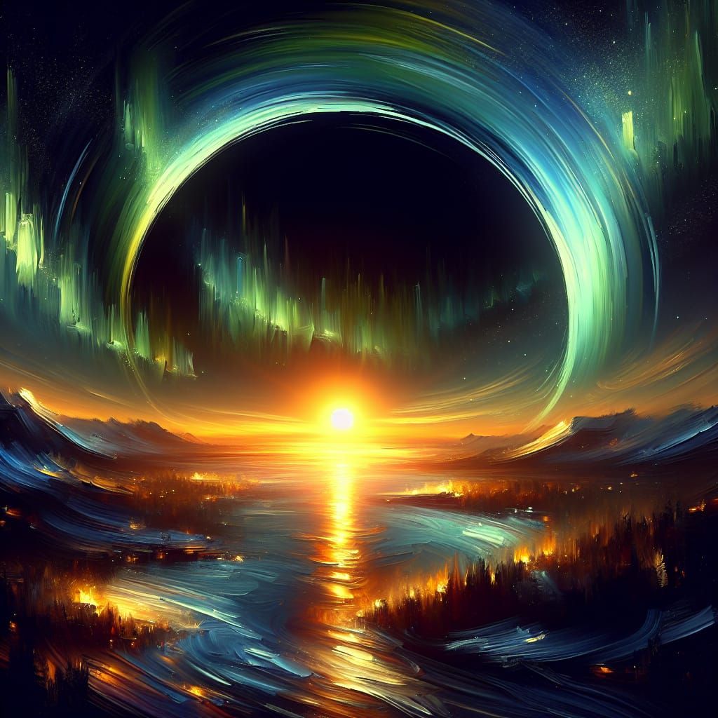 Aurora Borealis Rings a Sunrise: Digital Painting
