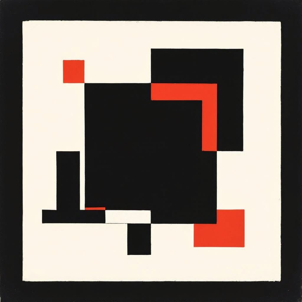Suprematist Black Square on White Background
