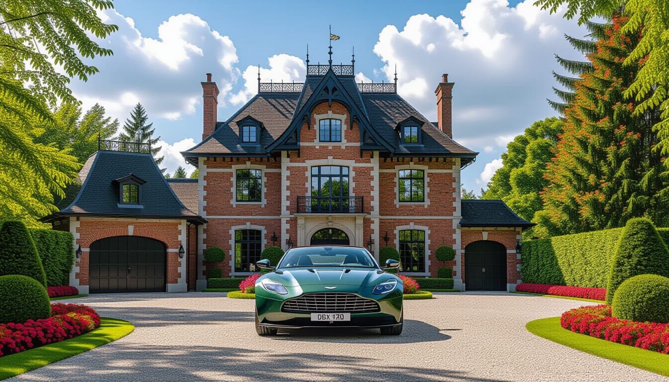 Victorian Chateau With Aston Martin in Monet Style