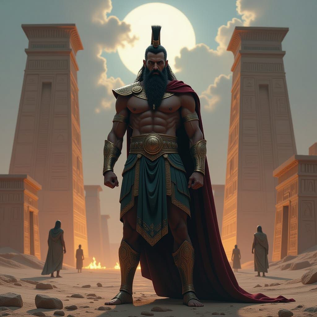 Gilgamesh, King of Uruk, in Retro-Futuristic Style