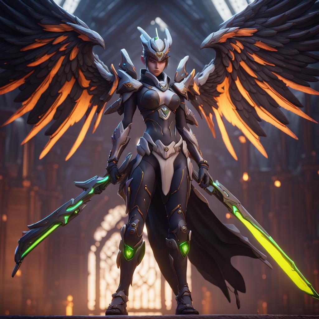 Dark Angel Genji Overwatch in Detailed Matte Painting