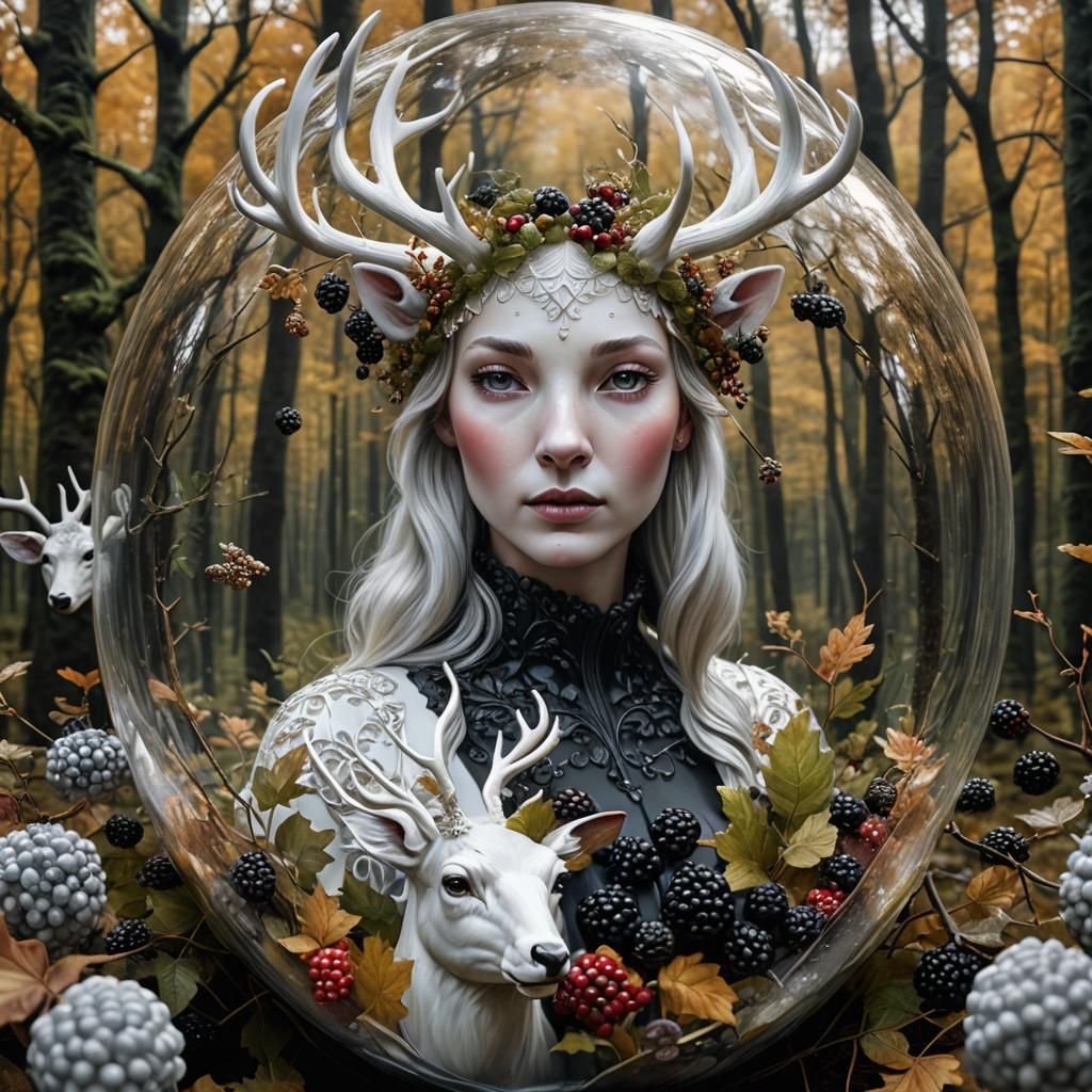 Enchanting Deer Portrait in Autumn Forest Globe