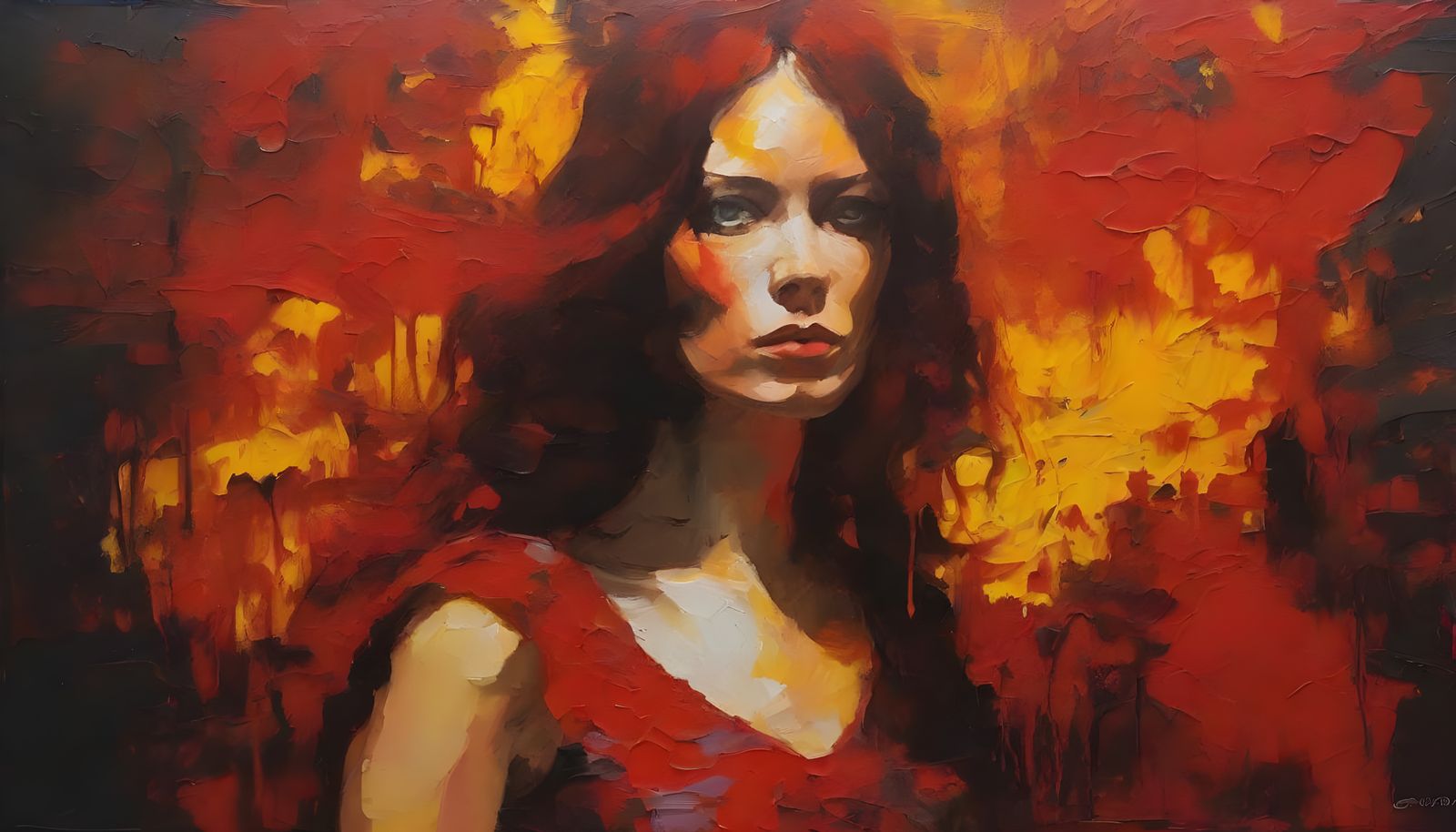 Red Sonja in Fiery Chiaroscuro Splendor