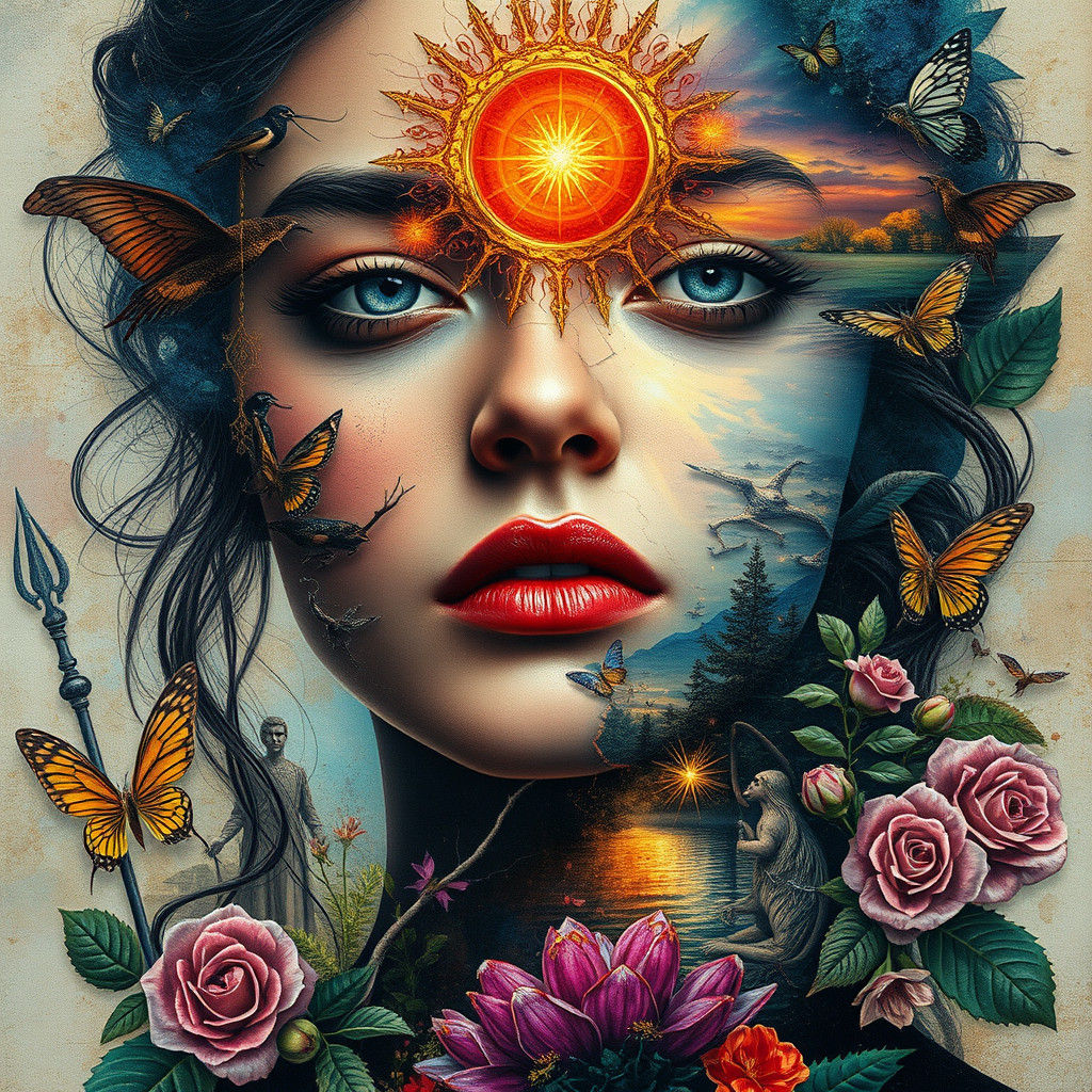 Mystical Portrait of Feminine Essence with Intricate Details