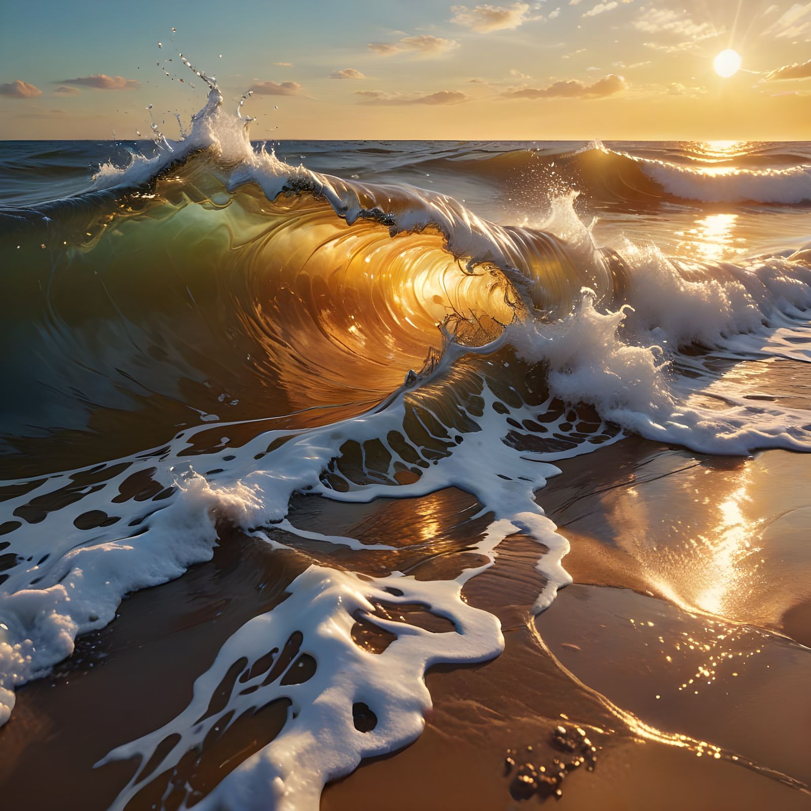 Sensual Beach Waves: A Voluptuous Ocean Scene