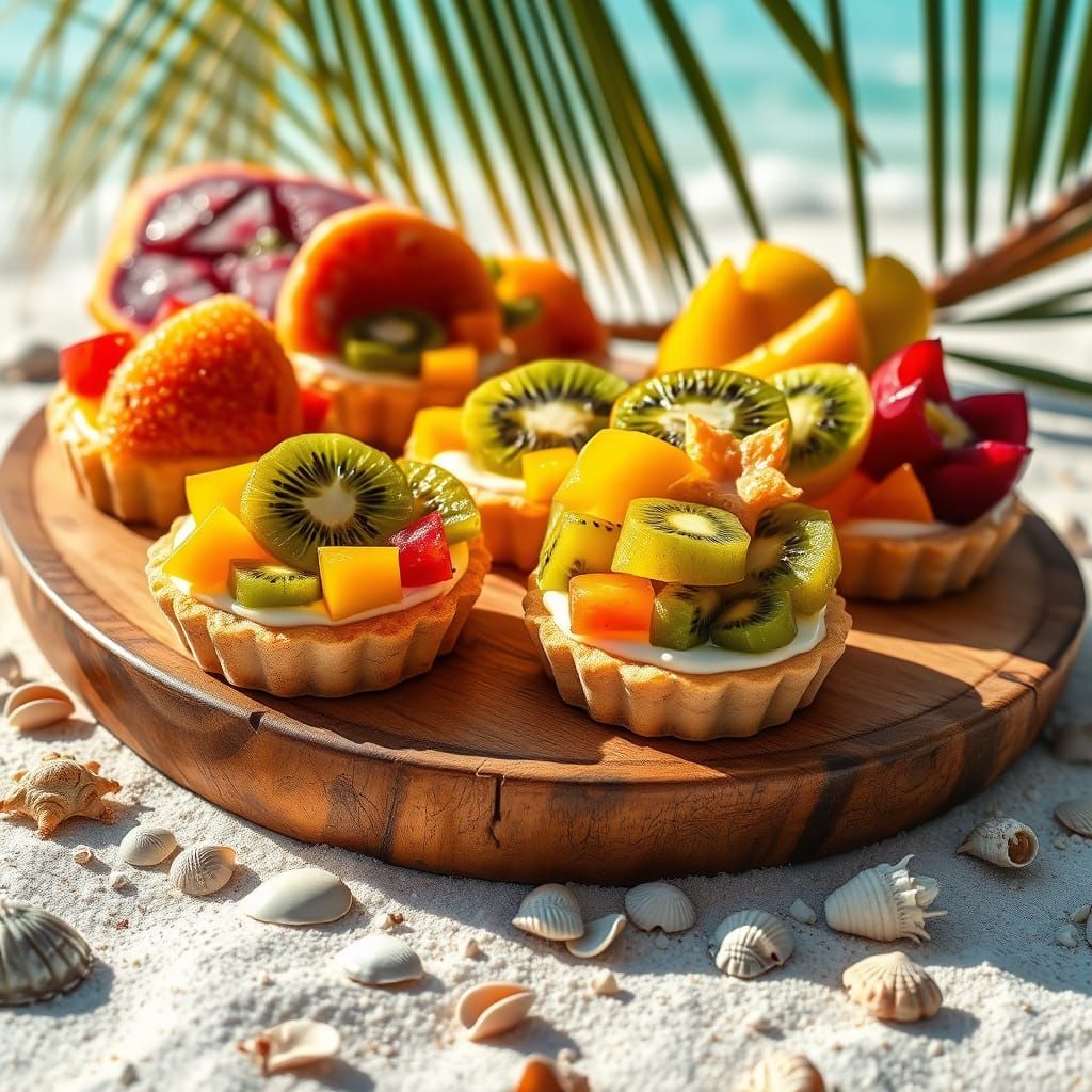 Exquisite Tropical Fruit Tartlets in Rustic Paradise