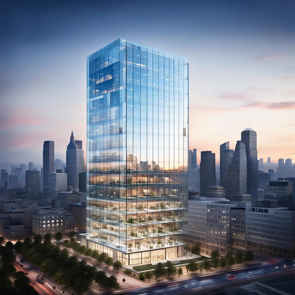 Magnificent Glass Building Reflecting Modern Cityscape
