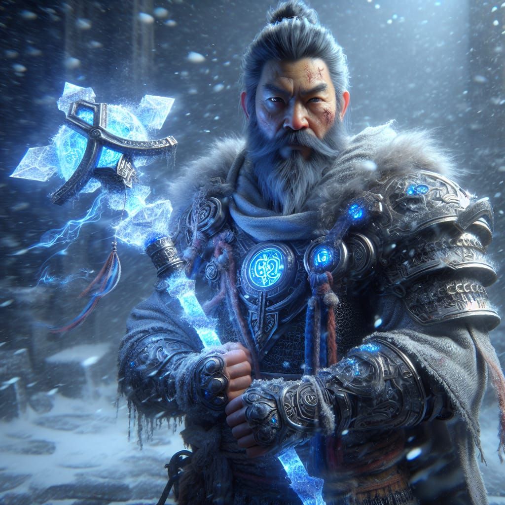 Dwarf Warrior in Runic Armor, Fantasy Concept Art