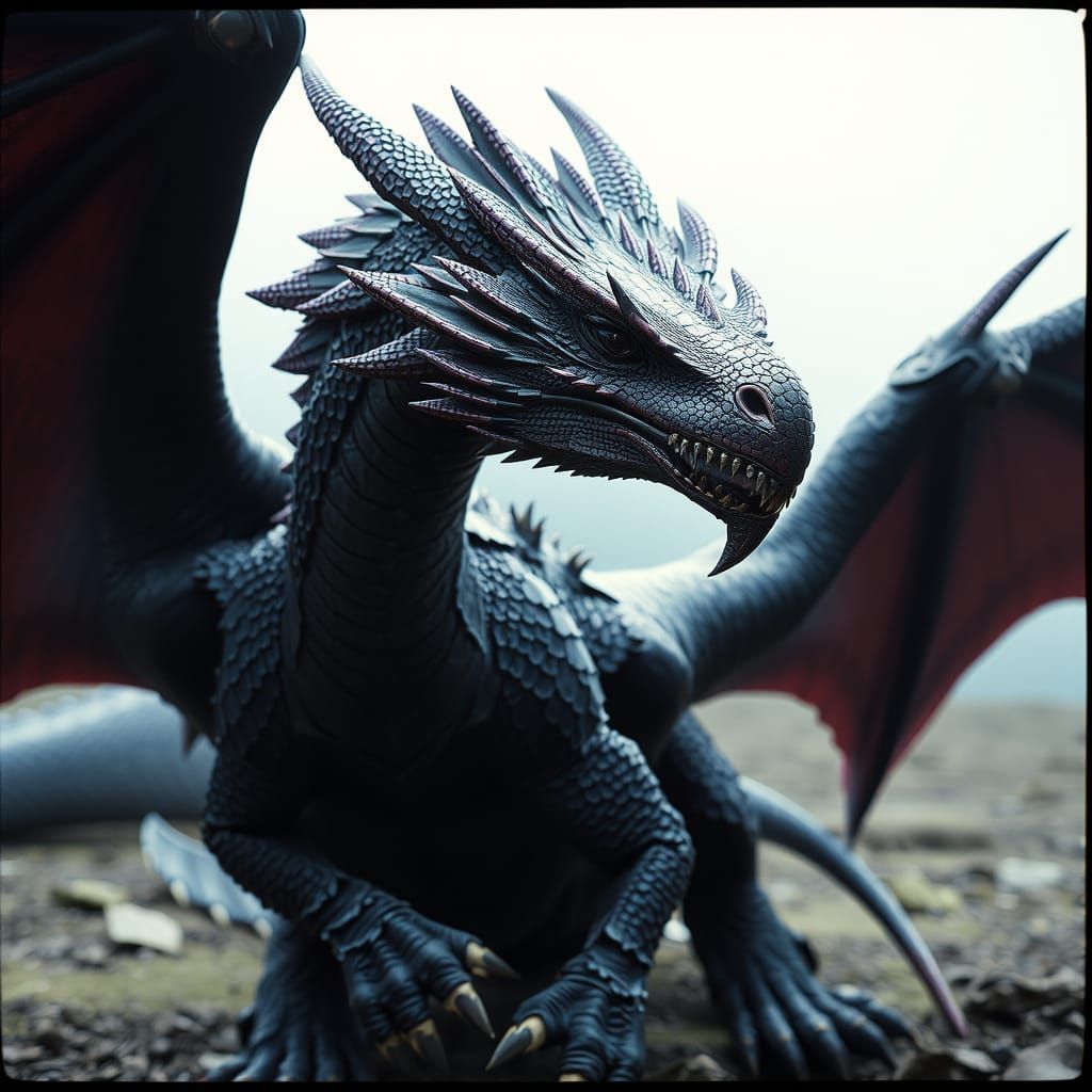 Epic Dragon with Black and Purple Scales