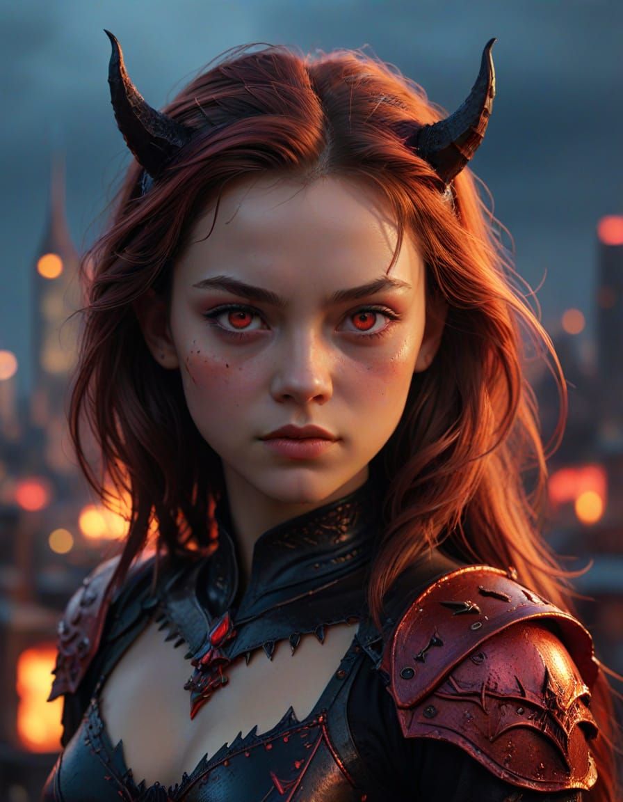 Jayden Bartels as Satana Hellstrom in Vibrant Oil Painting